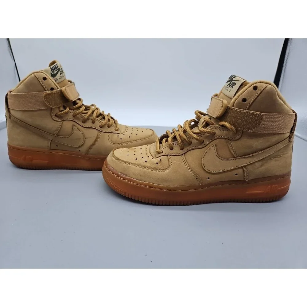 Nike Air Force 1‎ High Top Sneaker Suade/Khaki Shoe Size US 4.5Y UK 4 EUR 36.5
